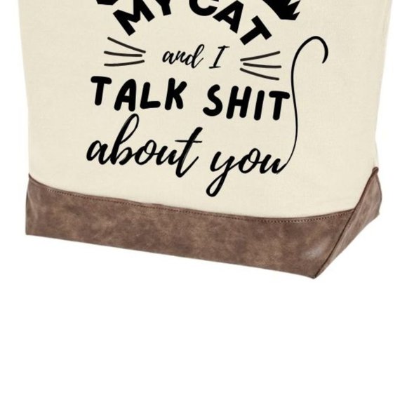 My cat and I quality canvas tote bag by Authentic pigment - Picture 3 of 5